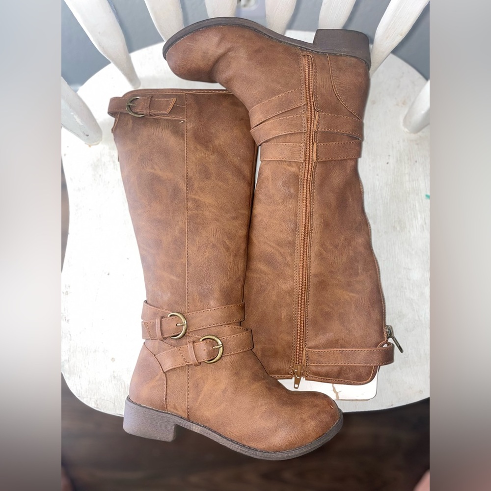 Girls “Madden Girl” Tall Brown boots, size 1.